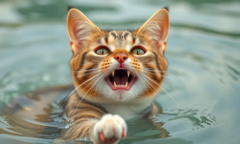 Как коты смешно боятся воды